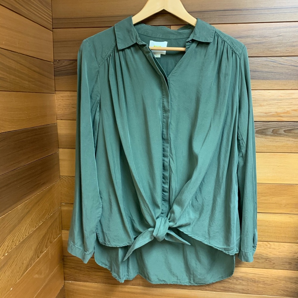 Anthropologie Maeve Olive Tuesday Green Blouse Top